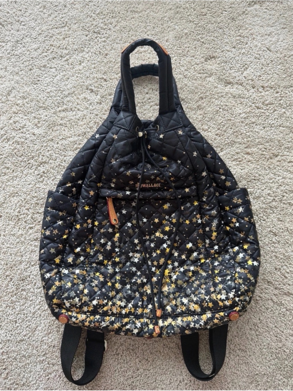 Mz Wallace Black & Gold Star Backpack Excellent Condition